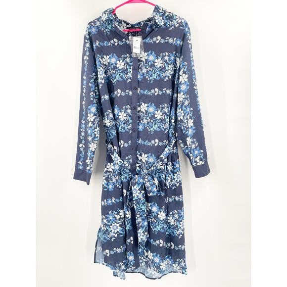 LANE BRYANT Dress Size 16 Button Down Blue Floral Knee Length NWT Plus Curvy - Picture 3 of 16